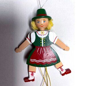 NWT Kathe Wohlfahrt Orig German Bavarian Girl Jumping Jack Ornament Painted Wood